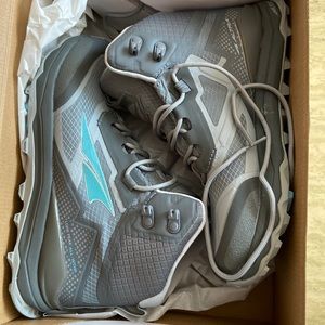 Brand new.  Altra Lone Peak All-weather hiking boots. Size 7. Never worn.